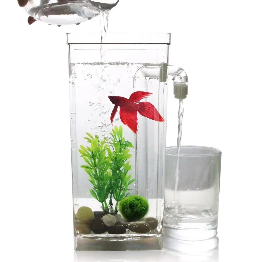 Betta Fish Tank - Ленивая бесплатная смена воды, настольный аквариум,